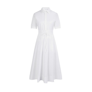 Navigare意大利小帆船收腰显瘦短袖连衣裙女2026春夏白色简约裙子