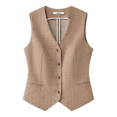 【亚麻混纺】Laurel劳芮26春新款V领西装马甲LWL372B00100