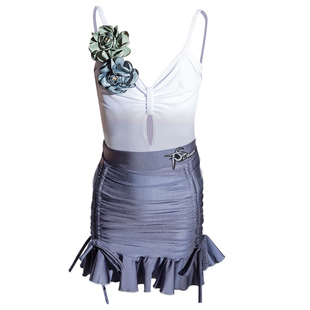 天生舞者拉丁舞服女童夏季表演服专业练功服儿童舞蹈服演出服套装