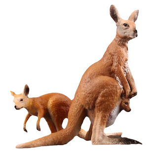 童德仿真动物玩具袋鼠模型袋鼠母子公袋鼠小袋鼠大袋鼠亲子套装