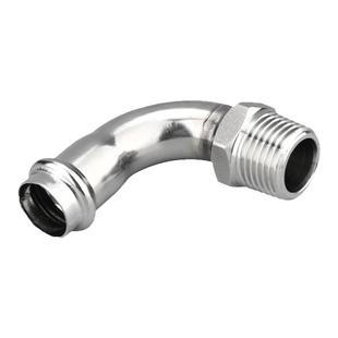 304不锈钢薄壁外丝弯头双卡压式外螺纹90度管子水管接头配件管件