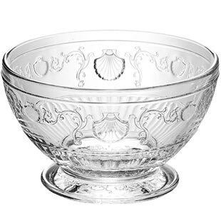 法国La Rochere浮雕玻璃水果沙拉碗高脚甜品碗早餐燕麦碗冰激凌碗