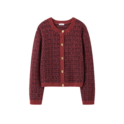 ICE DUST x LOOKNOW2025冬季新款方扣小香风毛衫外套