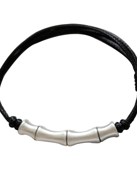 男女足银999复古简约竹节手链