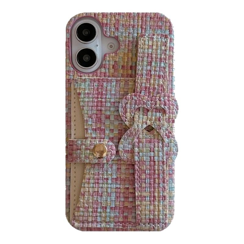 苹果手机壳新款编织纹爱心插卡包适用iPhone17promax防摔保护套苹果16/15PRO女生手机壳创意13/14高级感软壳
