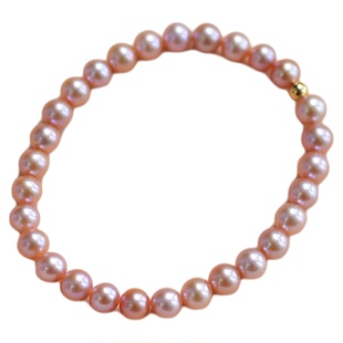 小立交 6mm粉紫色近圆天然淡水珍珠弹力绳手链小众设计高级感礼物