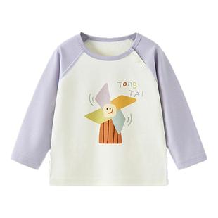童泰宝宝T恤春秋纯棉儿童休闲外出长袖上衣男女童打底衫新款