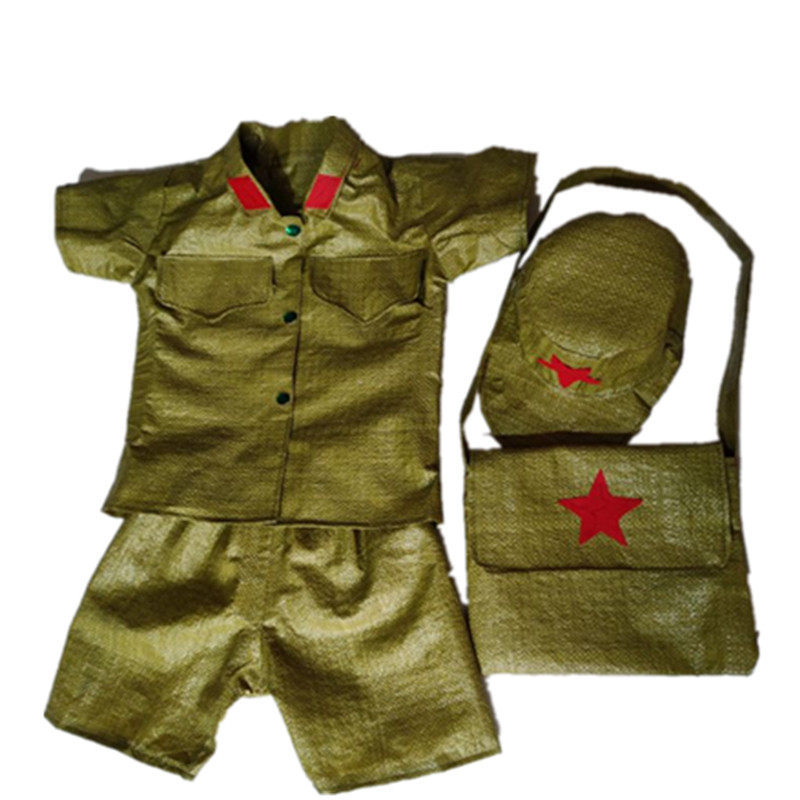 儿童环保服废旧自制走秀编织材料创意时衣服亲子走秀书成人演出服