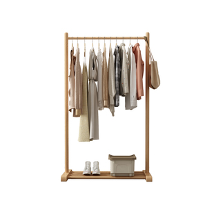 禾涵实木衣帽架落地卧室家用挂衣架简易衣服架子客厅收纳置物架