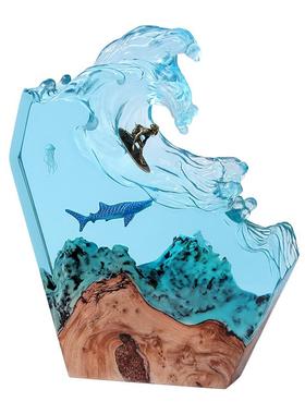 树脂滴胶夜灯摆件海洋冲浪