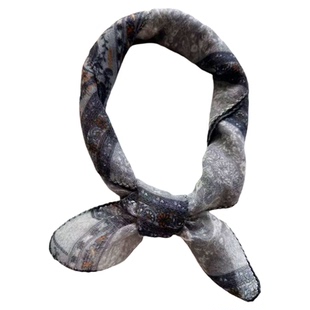 100%羊绒小方巾女复古文艺高智感小众轻奢气质百搭灰色围巾秋冬薄