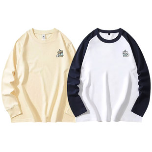 马尔济斯线条小狗周边秋冬插件长袖日常情侣装宽松休闲上衣服潮流