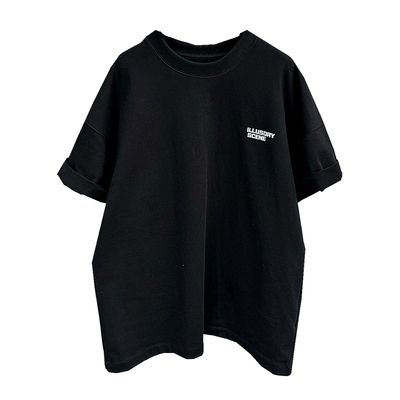 黑色重磅纯棉落肩宽松短袖t恤男T