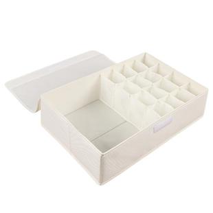 带盖内衣收纳盒内裤袜子三合一家用布艺抽屉式分隔折叠宿舍整理盒