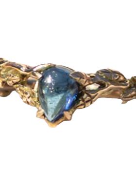 14K黄金靛蓝碧玺宝石戒指镶嵌