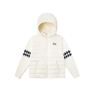 KINDD复古立领针织拼接轻便50白鸭绒排骨羽绒服冬款保暖情侣外套