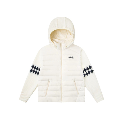 KINDD复古立领针织拼接轻便50白鸭绒排骨羽绒服冬款保暖情侣外套