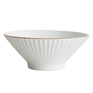 斗笠碗贝壳碗家用陶瓷大碗大号面条碗汤面碗金边骨瓷感釉上彩餐具