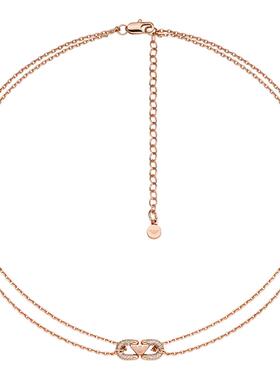 [白鹿同款]阿玛尼项链女士双层鹰标环扣锁骨链轻奢时尚首饰送女友