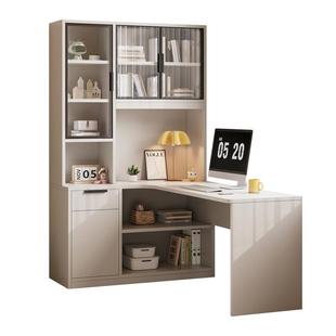 帕美迪转角书桌书柜组合家电脑桌轻奢简约办公桌经济型学生学习桌