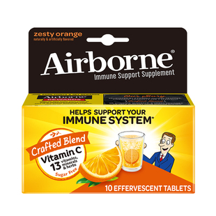 Airborne泡腾片复合vc片维生素c泡腾泡片成人维他命桔子味10粒