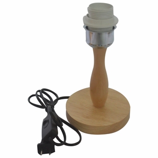 实木台灯灯座带开关插头e27e14灯头螺口台灯配件底座木质原木