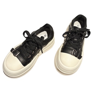 巨轻~真皮小个子增高厚底松糕鞋女2025秋新款休闲板鞋ins学生女鞋