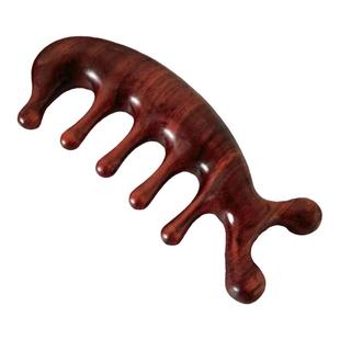 檀木头疗养生头部绿檀五齿经络梳头皮按摩梳小梳子头发头皮宽齿梳