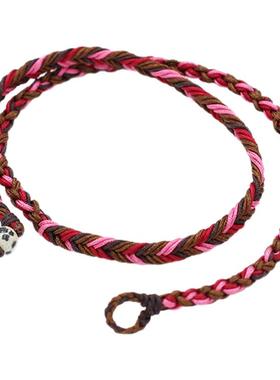 RedBi赤兔商店 南美粉棕哥伦比亚民族美式复古小众原创细款长手绳