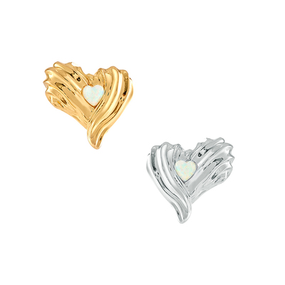 1P Jewelry 金银双色 奶油曲奇爱心欧泊石耳钉