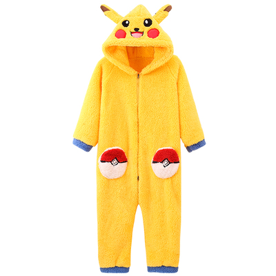 儿童男孩秋冬连体珊瑚加厚款可爱