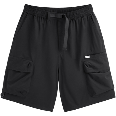 【四面弹】太平鸟男装休闲裤25夏新黑色户外工装中短裤抗皱五分裤