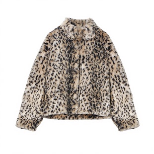 FYFTHX豹纹皮草短款小众宽松女秋冬高级感保暖加厚毛毛长袖外套女