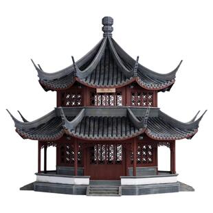 木上匠苏州拙政园天泉亭古建筑模型木质成品中式桌面摆件八角亭