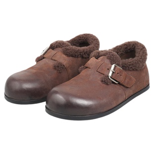 Corinna di Marsala加绒羊毛勃肯鞋女2025新款魔术贴保暖毛毛鞋