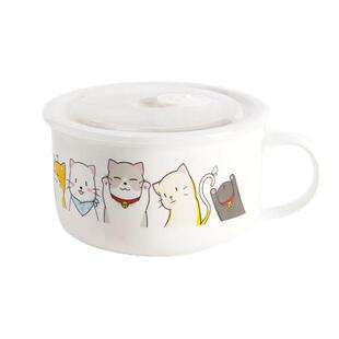 陶瓷泡面碗可微波炉专用汤碗饭碗带盖带手柄保鲜碗便当盒方便面碗