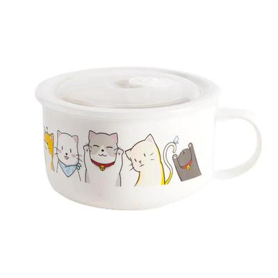 陶瓷泡面碗带盖带手把