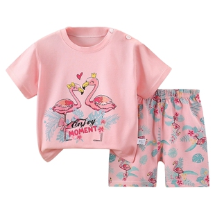 2026新款儿童短袖套装纯棉女童夏装男童短裤宝宝婴儿衣服韩版童装