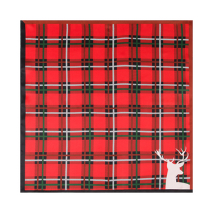 时尚红绿黑格子图案丝巾经典苏格兰风加白鹿剪影设计精致大方百搭