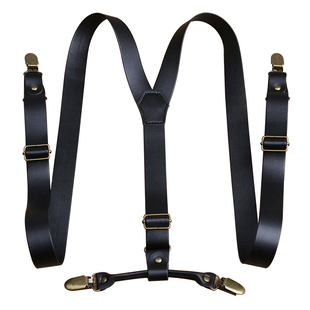 休闲软皮背带夹男士吊裤带螺丝钉可更换配件交叉裤夹带2.5厘米宽