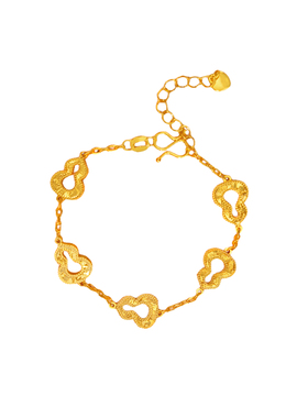 盈国碎冰冰金色葫芦手链