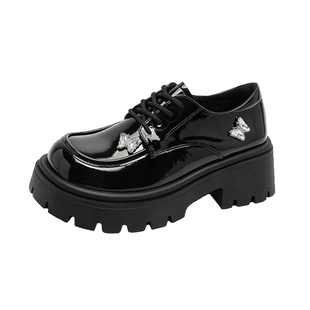 回力厚底乐福鞋女2025新款玛丽珍黑色小皮鞋子女英伦风jk休闲单鞋