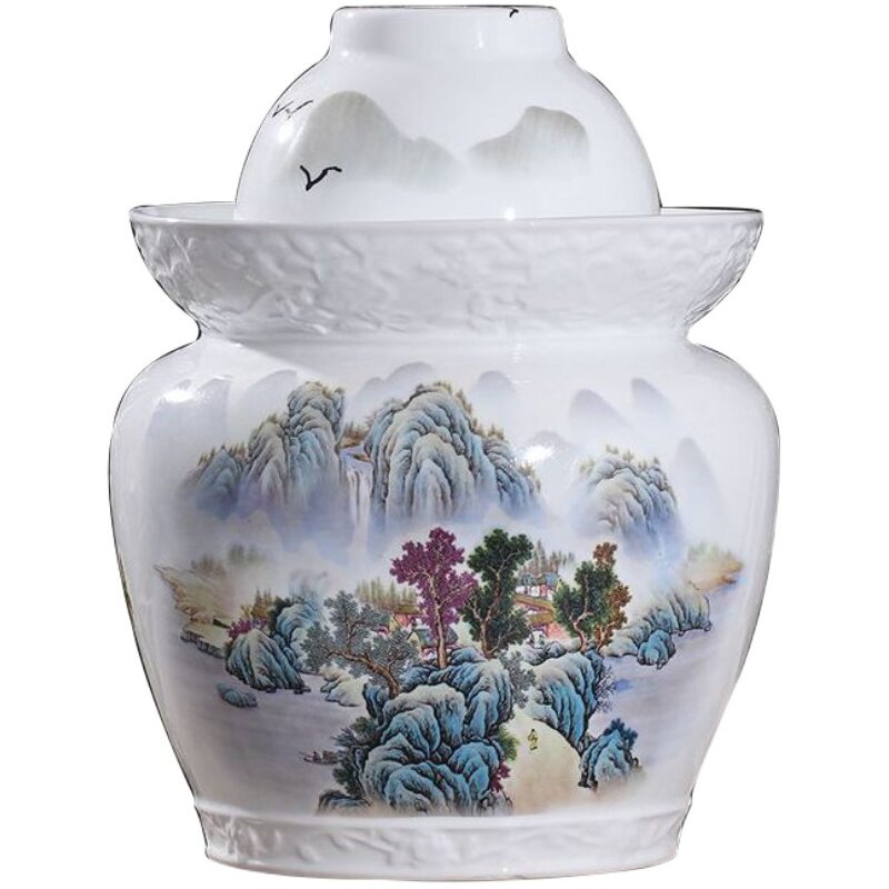 30斤腌菜缸景德镇陶瓷泡菜坛子