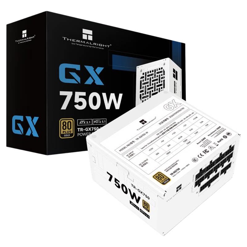 利民TR-GX750-W金牌全模组电源750W日系主电容白色ATX3.1金牌电源
