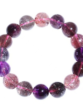 天然草莓水晶手链三轮骨干