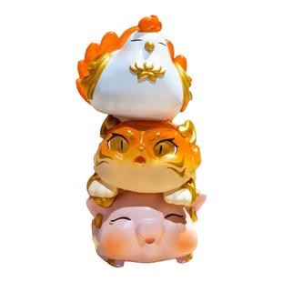 南京鸡鸣代寄十二生肖小摆件可爱福气贴贴桌面小摆件文创礼物