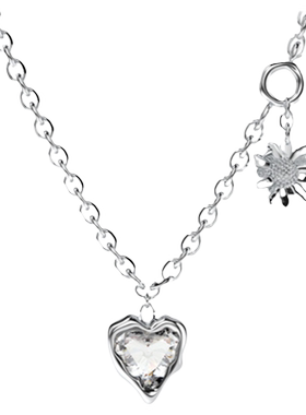 YURITAN镀金镶嵌锆石情侣项链