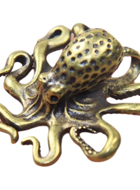 黄铜微物八方纳财章鱼茶宠摆件