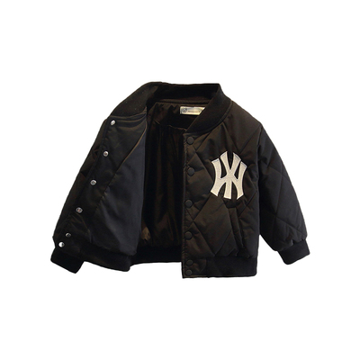 男童加棉棒球衣冬季棉服纯色印花