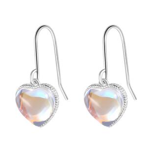 999纯银月光石爱心耳坠女简约小众设计气质耳环2025年新款耳饰品